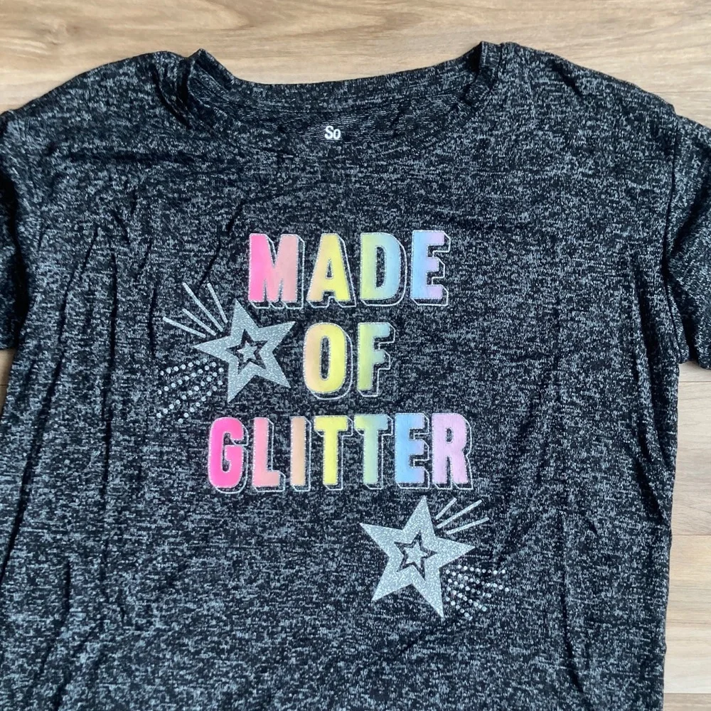 SO top Made of glitter cozy graphic long sleeve shirt casual XXL girls